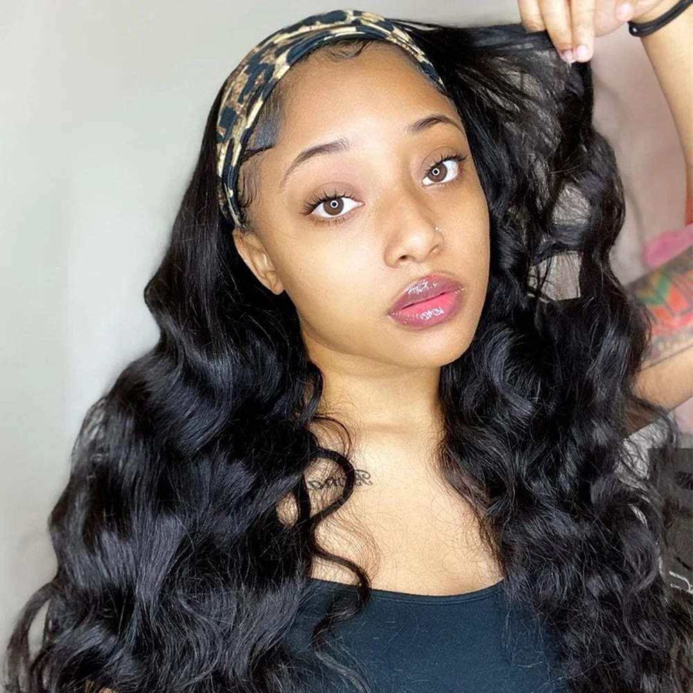 

Body Wave Headband Wig Human Hair Brazilian Head Band Wigs Human Hair Wigs For Black Women Scarf Wig With Headband Attached