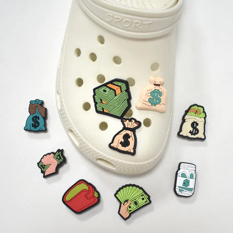 

1pcs Shoe Decoration Crocs Charms Money Kawaii Cartoon Accessories Elegance PVC Badges for Women Kids Girls Friends Wholesale