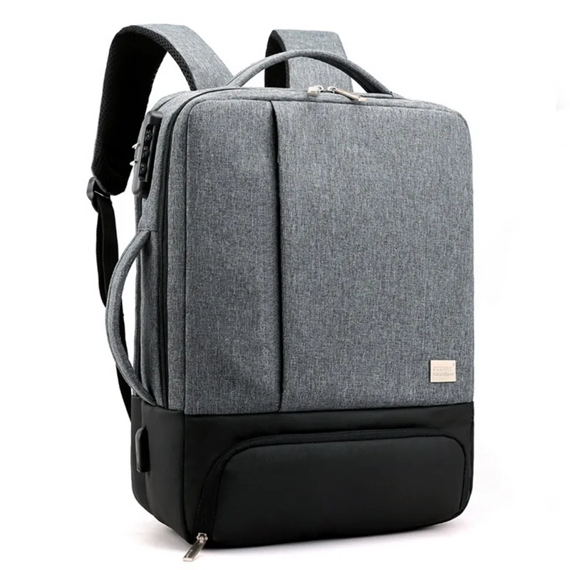 B Dark gray Litthing мужские сумки для ноутбука рюкзак для ноутбука зарядка через Usb компьютер рюкзак рюкзаки для подростков Повседневный стиль сумки большой мужская деловая дорожная сумка Mochila - Цвет: B Dark gray
