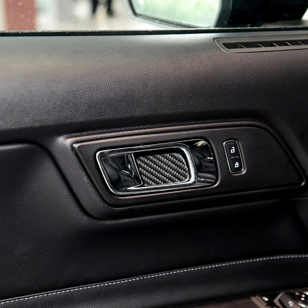 

Carbon Fiber Door Inner Handles Door Bowl Decorative For Ford Mustang Car Stickers Car-Styling 2015 2016 2017 Car Accessories