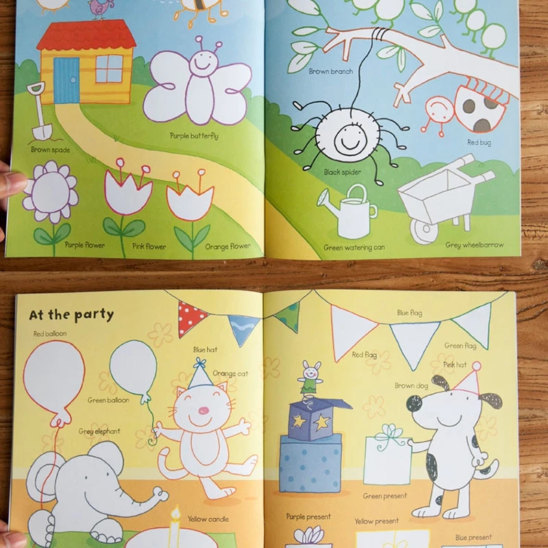 

12 Pcs For Children Comics Magic Draw Books Colored Pencils Art Painted Kids Manga Baby 0-6 Years Old English Sticker book