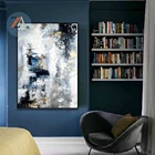 Синий Современный абстрактный HD ручная роспись Oill живопись холст печать картина плакат для стены искусства украшения и домашнего декора комнаты