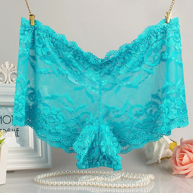 Женские кружевные трусы размера плюс с низкой талией прозрачные шелковые