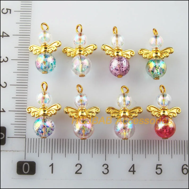 24 шт. цвета: золотистый Цвет крылья из разных бусин Танцы амулеты ангелы Подвески