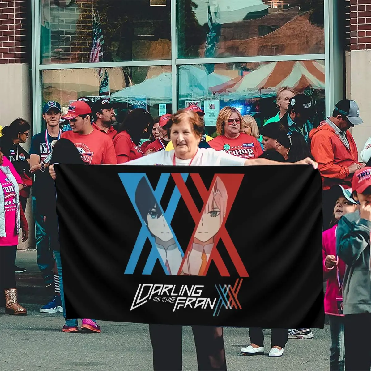 Новинка хлопковая Экипировка новый флаг dear In The Franxx Zero Two X Hiro Man S|Флаги баннеры и