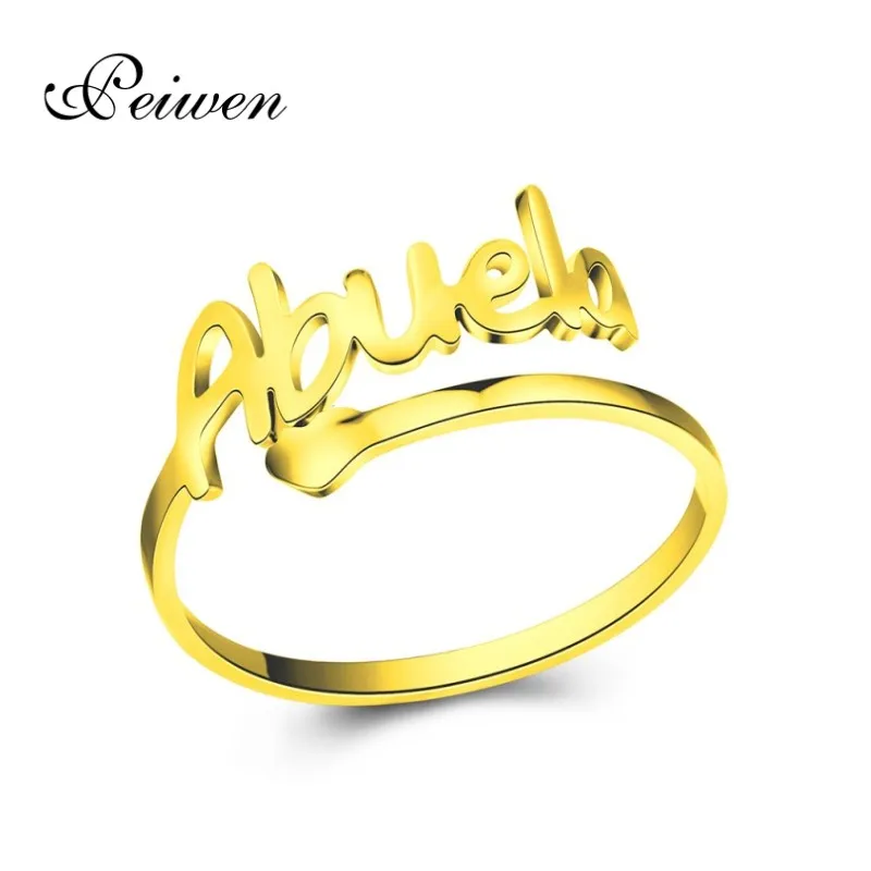 

Stainless Steel Abuela Ring For Women Men Gold Silver Color Rings Cuff Open Ring Love Heart Grandma Fashion Jewelry For Birthday