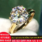 LMNZB оригинальные 2 карат 8 мм круглые фианитовые кольца из желтого золота обручальные кольца золотого цвета ювелирные изделия подарок для женщин LR169