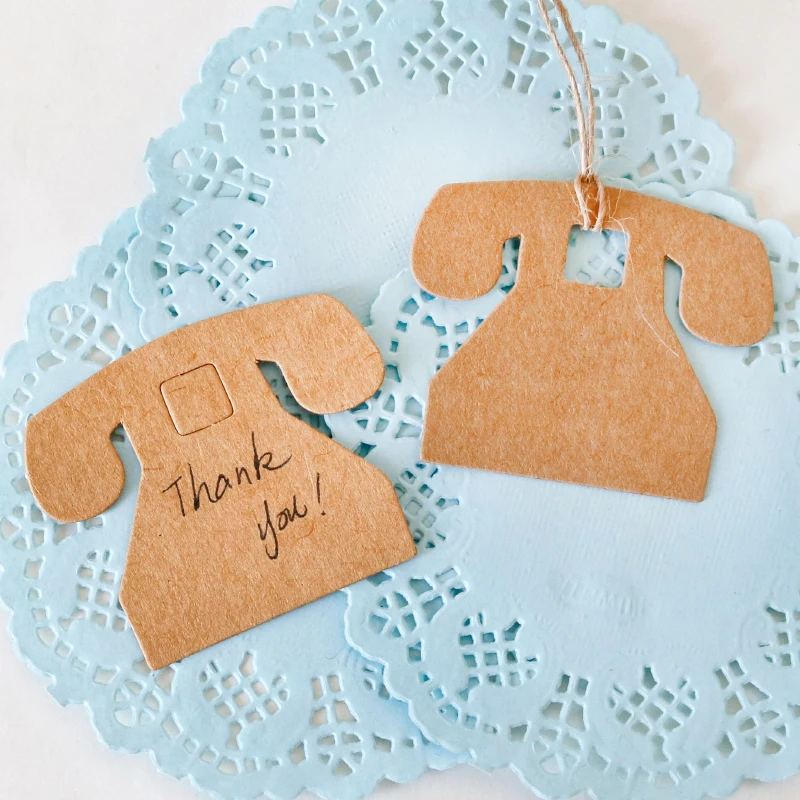 50 шт творческие телефон Форма крафт-бумага ярлыки для подарков Винтаж пустой