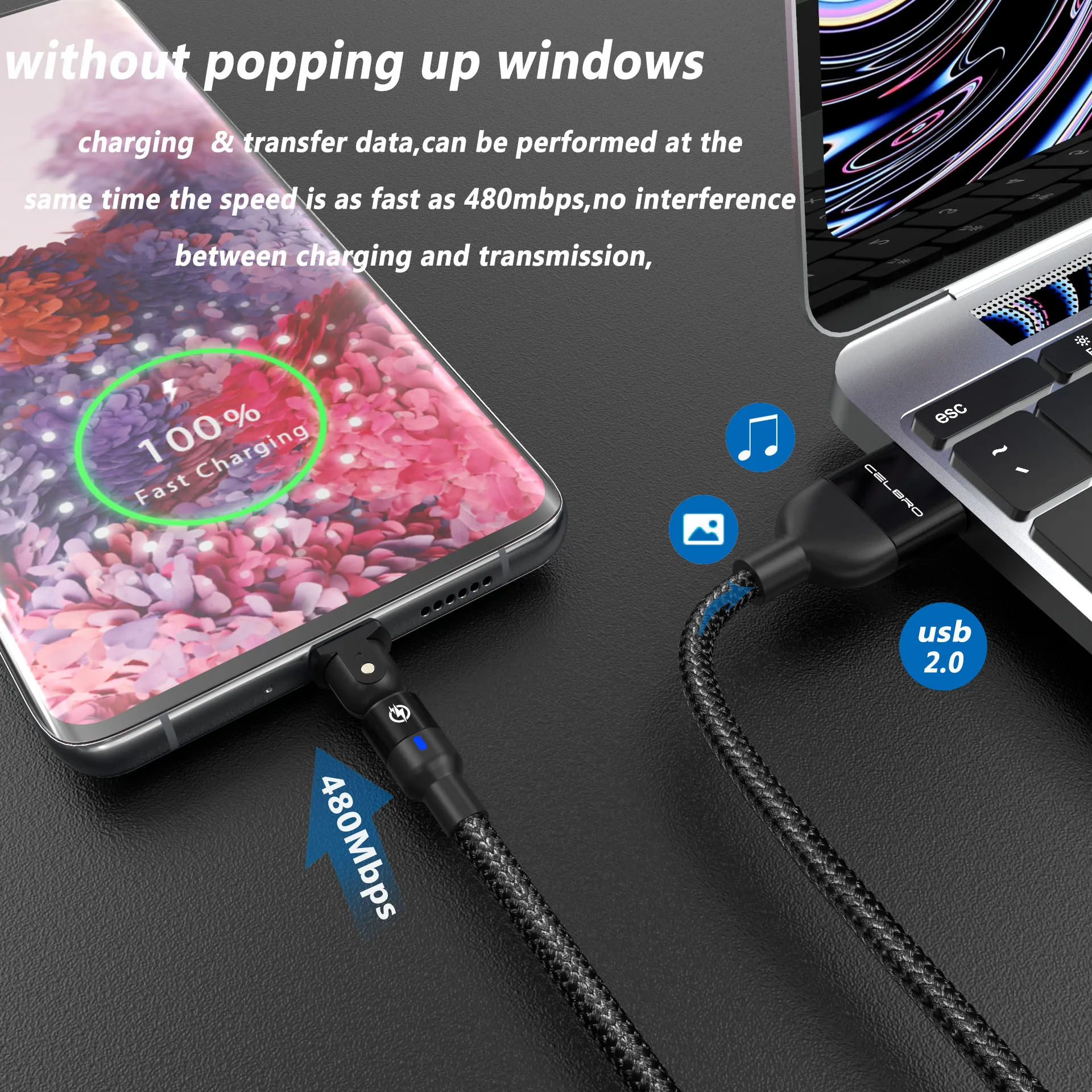 Новый обновленный 3A кабель для быстрой зарядки Micro Usb Type C 90 градусов светодиодный