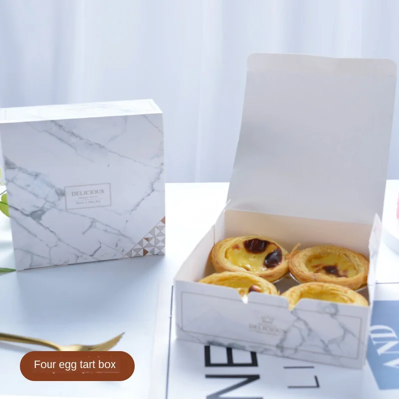 

40pcs Egg Tart Paper Box Fold-free Dessert Yolk Crisp Box DIY Cake Baking Food Packaging Box Party Gift Box