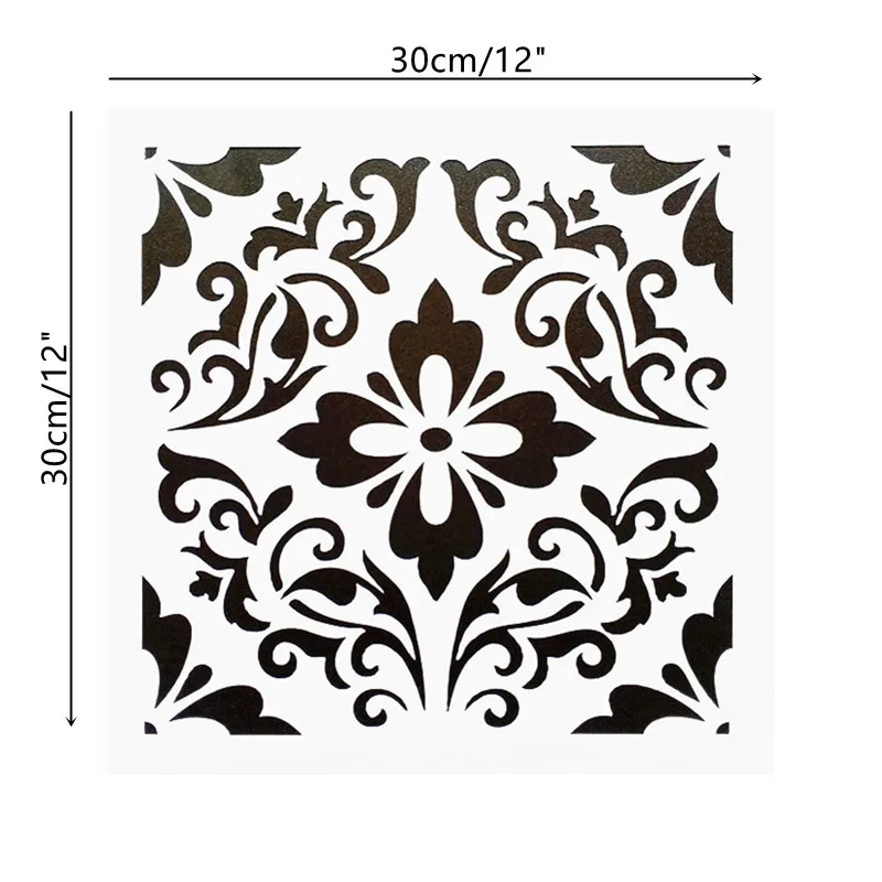DIY картина 30*30 см винтажный цветочный узор многослойный трафарет для плитки