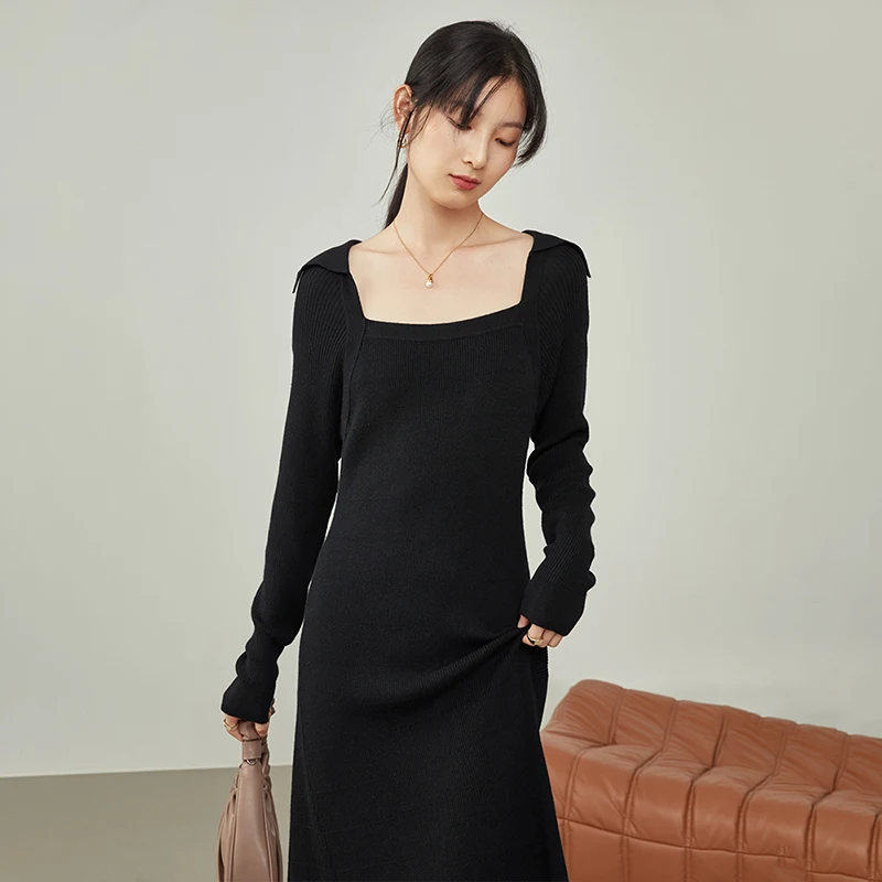 Женская вязаная юбка-трапеция fansilзанен черная облегающая длинная юбка с