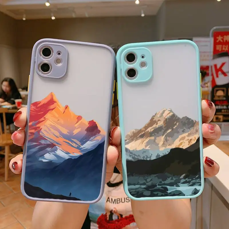 

Crane And Koi Chinese Style Phone Case For iPhone 13 12 11 Mini Pro XR XS Max 7 8 Plus X Matte transparent Gray Back Cover
