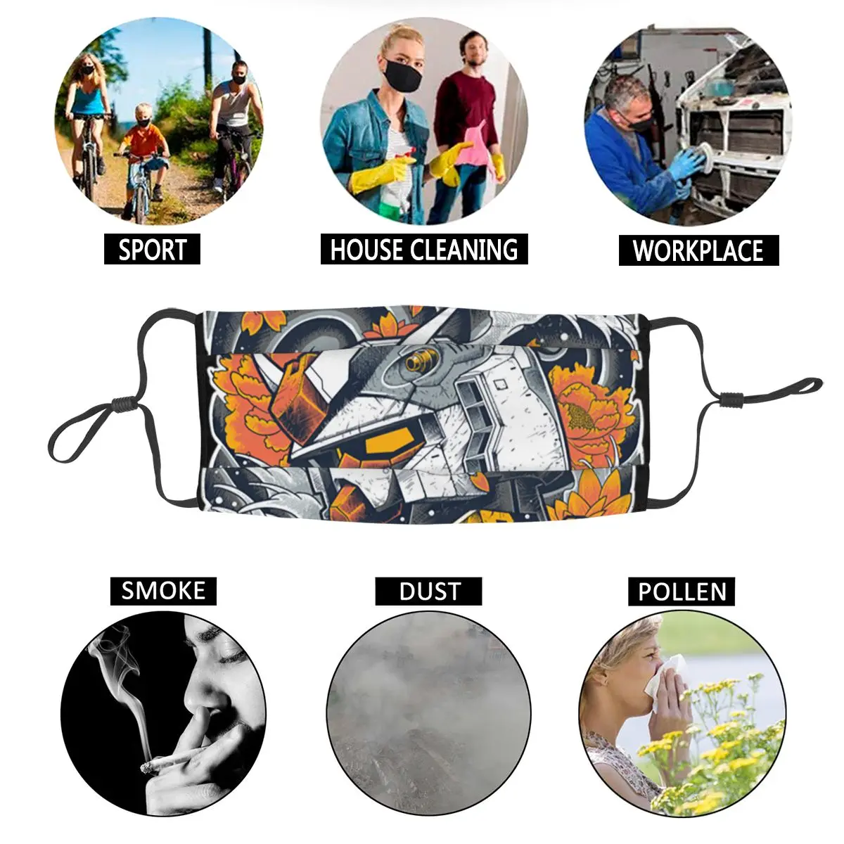 

Gundam Men Women Reusable Mouth Face Mask Dust Protection Cover Respirator