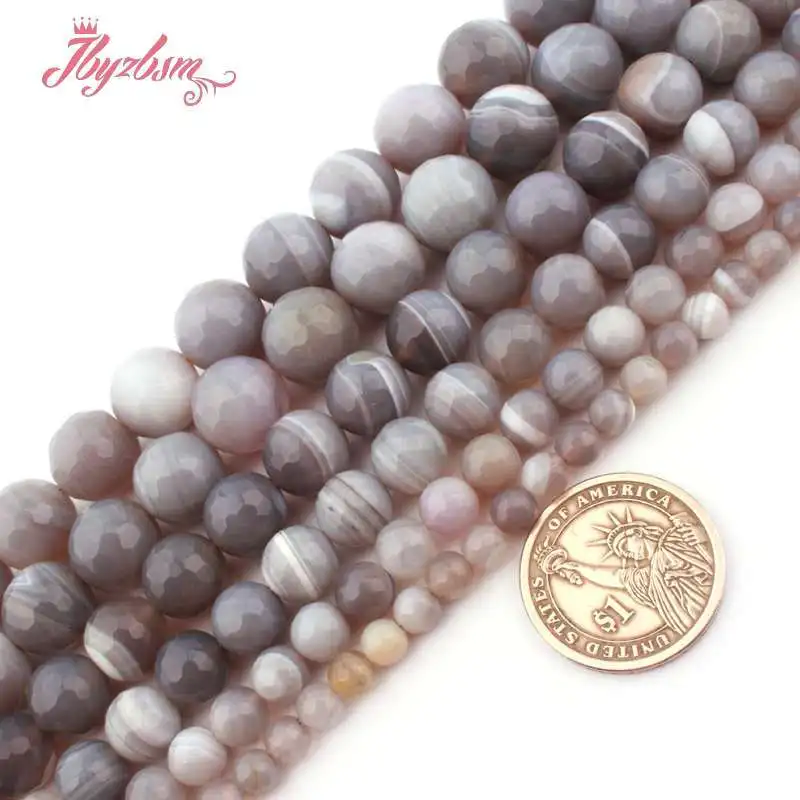 Натуральный мех серый полосатые Агаты Круглые граненые бусы с отверстием 6/8/10/12