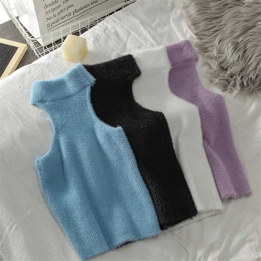 Осенне-зимняя водолазка Camis женский укороченный топ уличная одежда модные теплые