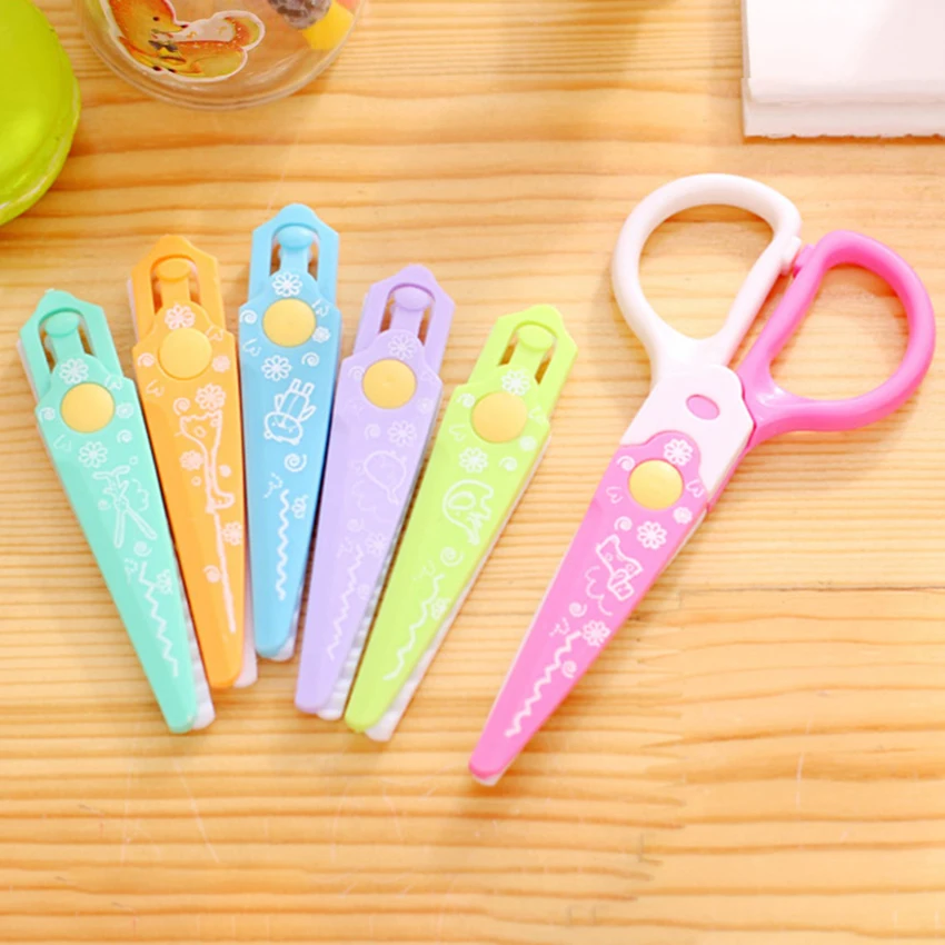 

3/6 Head Plastic Art Scissors Different Lace-tooth Shape Shear Kid DIY Pattern Scrapbooking Album Paper Cutter School Stationery