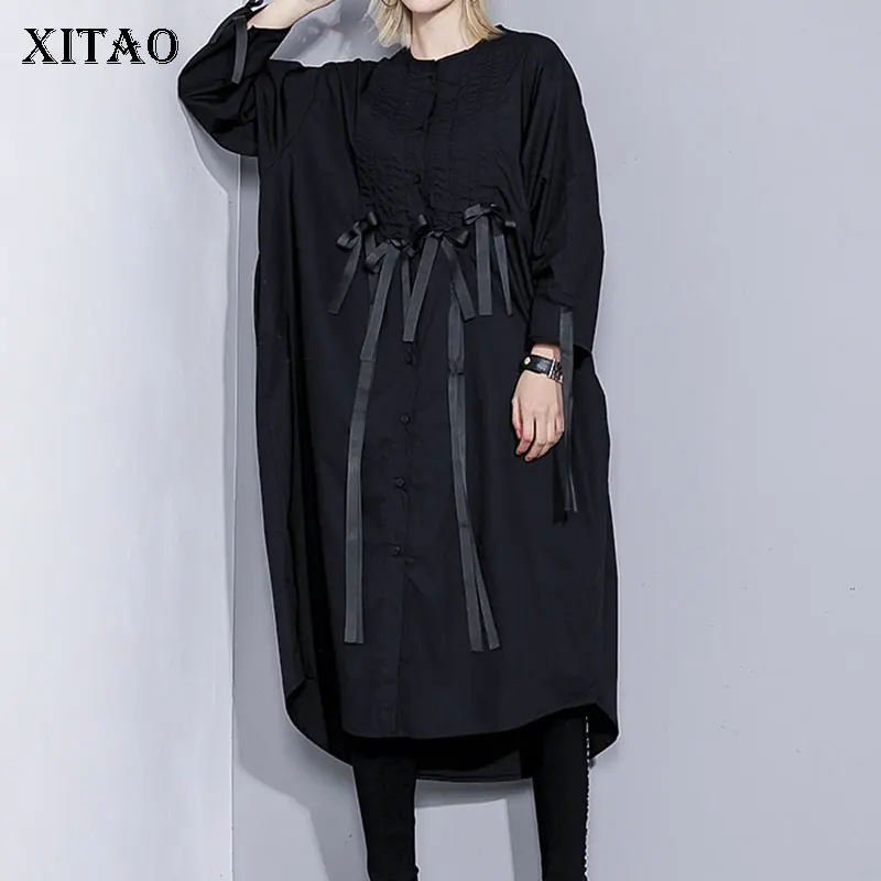 XITAO Плиссированное Бандажное платье миди Женская корейская мода новинка 2019