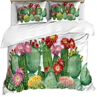 cactus by ho me lili duvet cover set saguaro cask hedge hog prickly pear tropical botany garden plants print decor bedding