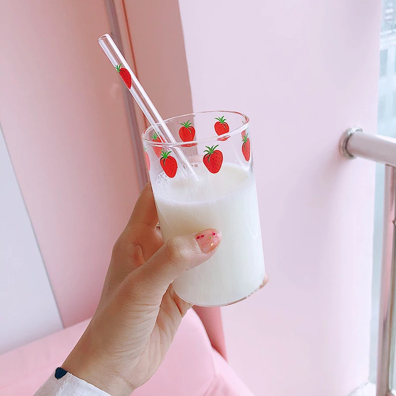 Чашка с соломинкой Для мамы и ребенка фруктовым узором в форме сердца из