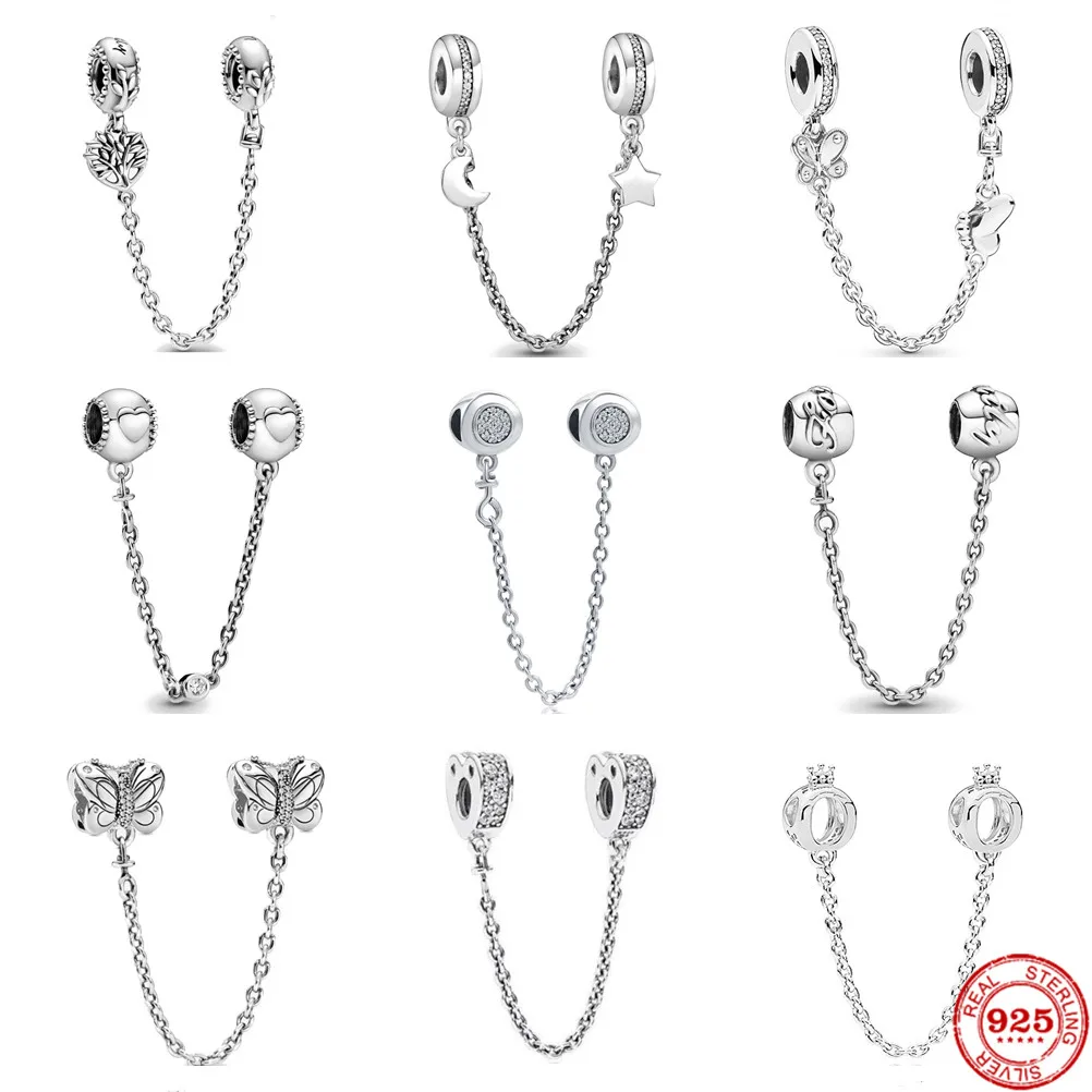 Лидер продаж цепочка безопасности из серебра 925 пробы Бабочка луна звезда жизнь