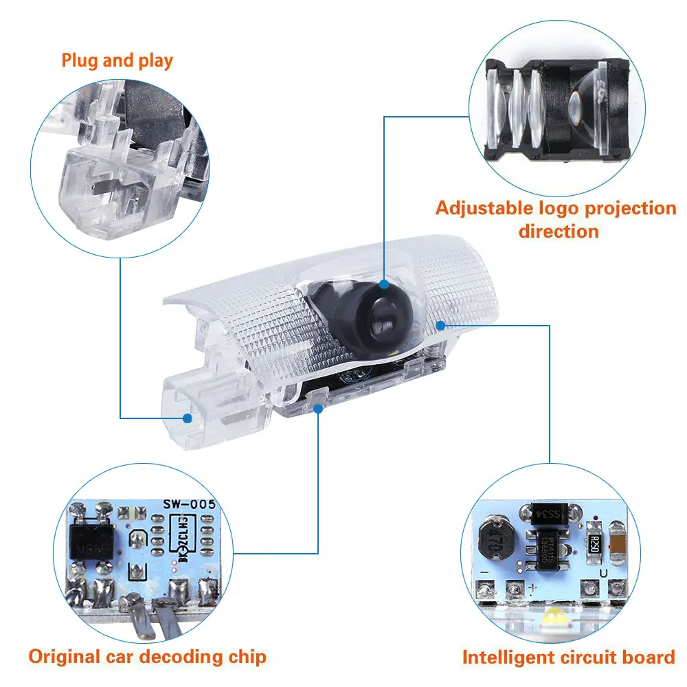 2X светодиодный лазерный проектор для двери автомобиля с логотипом Ghost Shadow
