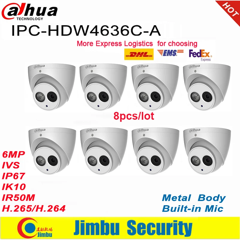 Сетевой видеорегистратор Dahua IP камер 6MP IPC HDW4636C A 8 шт./лот металлический корпус H.265