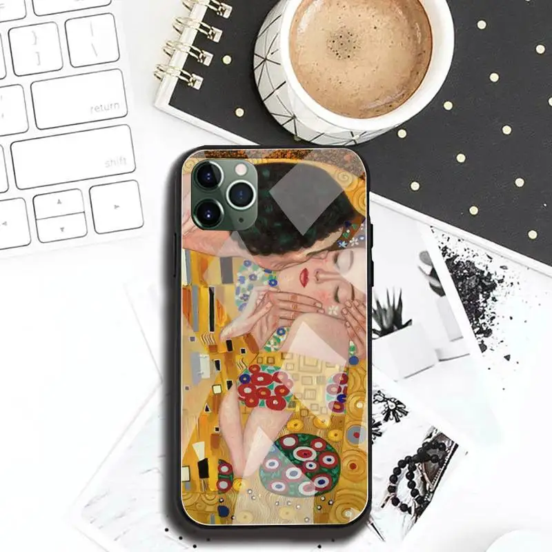 Чехол для телефона Kiss By Gustav Klimt закаленное стекло iPhone 12 Pro Max Mini 11 XR XS MAX 8X7 6S 6 Plus SE 2020