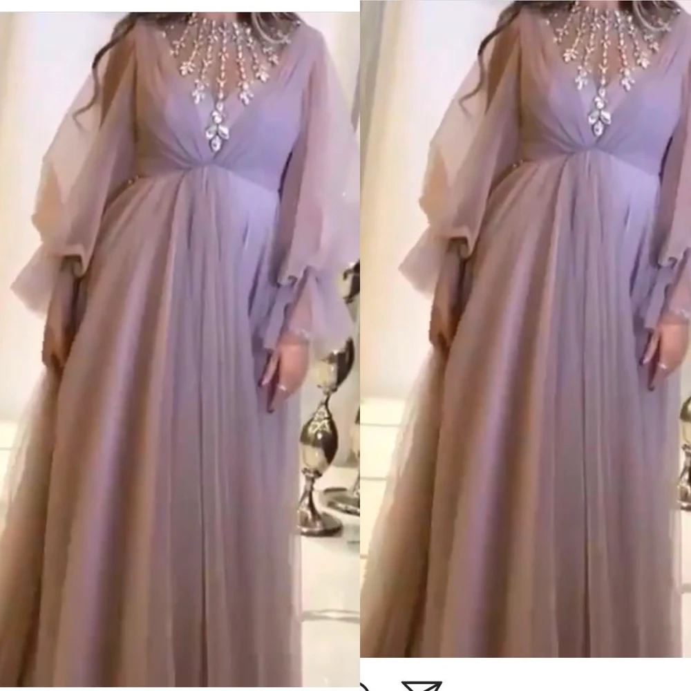

new arrival prom dresses 2020 crystal long sleeve a line chiffon long evening dresses party dresses
