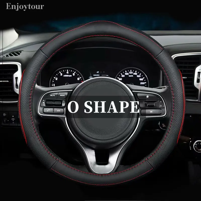 Топ Слои кожаный руль охватывает для Mazda 2 Demio Mazda3 Atenza Mazda6 CX-3 CX-4 CX-5 CX-8 CX-9 Wagon BT-50 Premacy 5 7 - Название цвета: B black with red