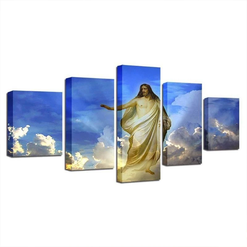 

5 Panels God Jesus Religion Canvas Prints Wall Pictures Abstract Landscape Art for Living Room Bedroom Home Decorations