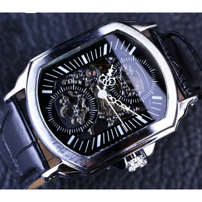 Новые автоматические механические часы из сплава Tourbillon, водонепроницаемые мужские часы с ремешком из натуральной кожи, мужские наручные часы