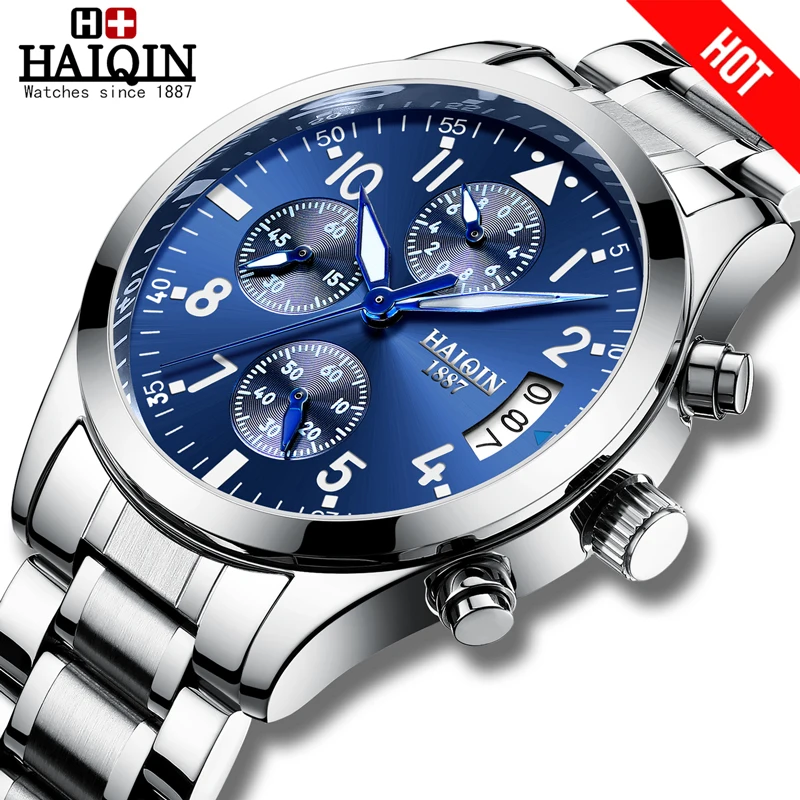 

2019 New HAIQIN Sport Chronograph Men Watches Top Brand Casual Waterproof Aautomatic Date Clock Quartz watch Relogio Masculino