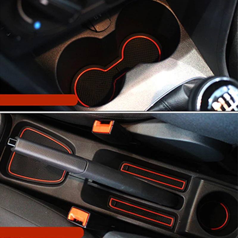 

For 2018 2019 11-17 VW Polo 6R GTI Volkswagen Polo MK5 MK6 Accessories 3D Rubber Car Anti Slip Mat Interior Door Pad/Cup Mat