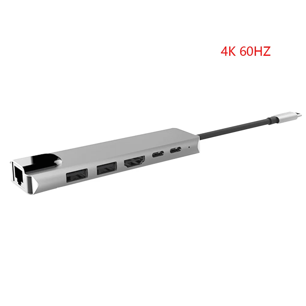 

6 в 1 Алюминиевый сплав USB 3,0 порты Type-C концентратор Usb-C до 4K HD ноутбук Rj45 гигабит Ethernet сеть PD концентратор