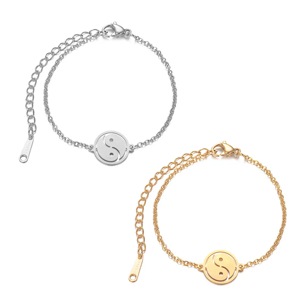 2 шт./лот Tai Ji Yin and Yang Charm 100% браслет из нержавеющей стали для женщин женские