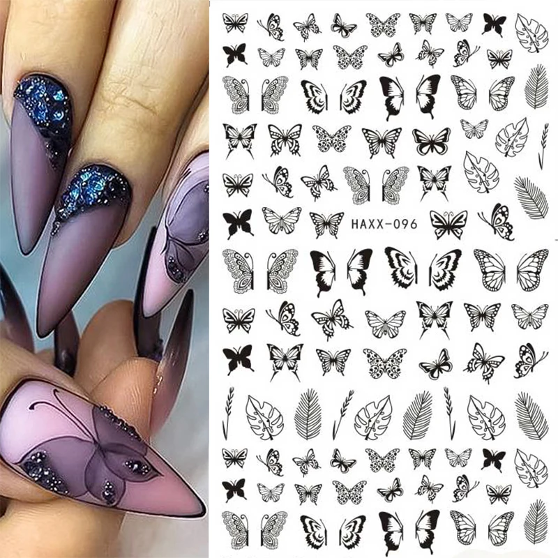 

3/4 Pcs 3D Butterflies Sliders Hollowing With Holographics Nail Decal Sticker Summer Nail Art Decoration Water Tattoo