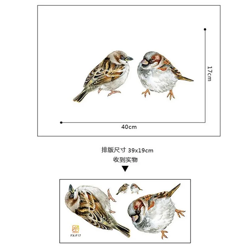 Vivid Hand painted bird Wall Sticker window living room bedroom decorations wallpaper Mural stickers | Stickers