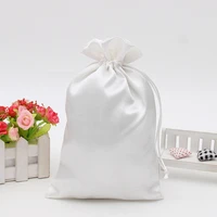 50pcs satin hair bags packaging jewelry cosmetic silk high grade drawstring pouches wedding party candy sachet pocket print logo
