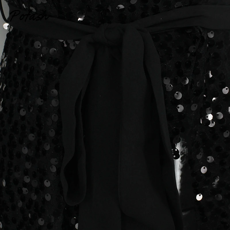 Pofash обувь расшитая блестками Цвет Черный Однотонные вечерние платья для женщин с