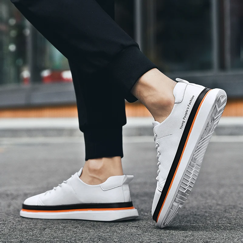 

casual men's shoes leather new low top shoes black white fashion Comfortable breathable and non-slip Sneakers Trainers 38-44