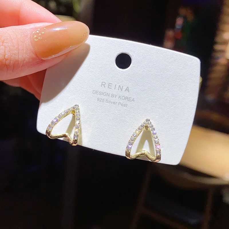 Женские серьги-гвоздики из серебра 925 пробы с цирконом | Серьги-подвески