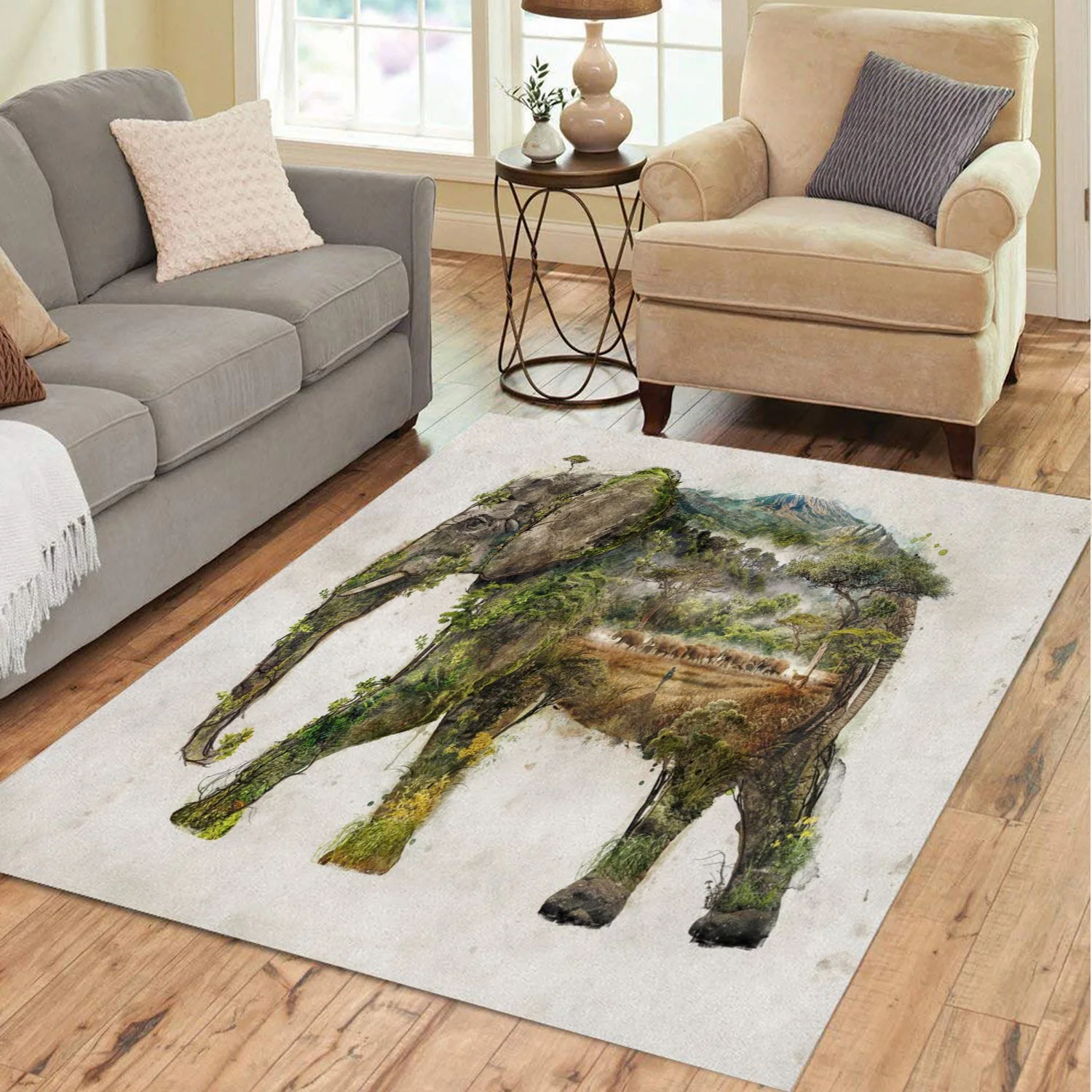Африканский слон 3D коврики с принтом для гостиной большие нескользящие йоги