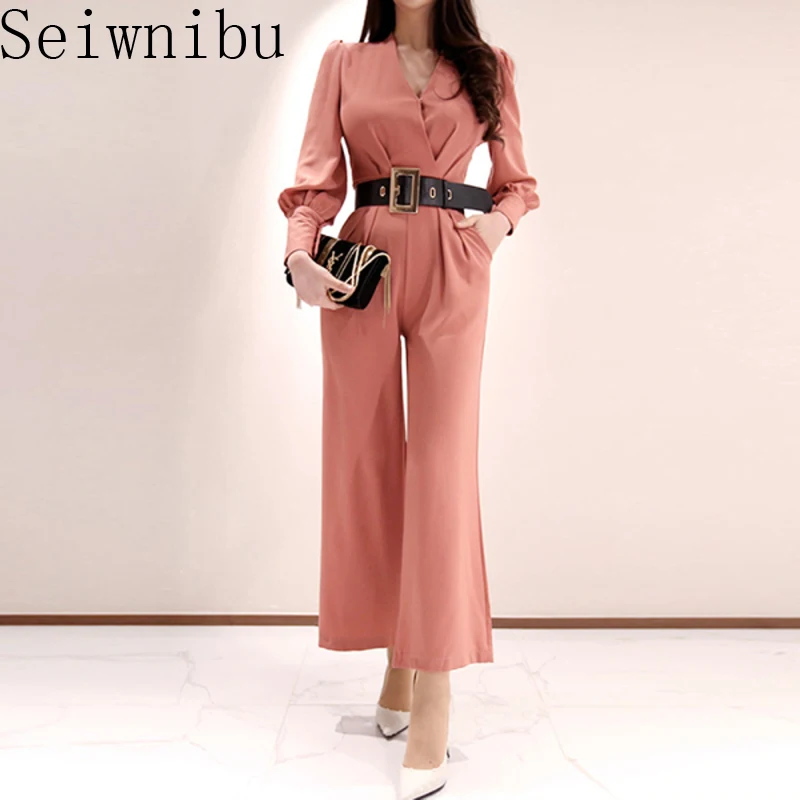 Женский элегантный офисный комбинезон большого размера свободный