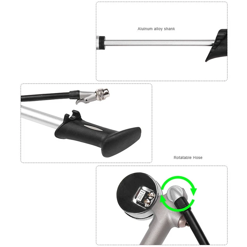 

Bicycle Pump GIYO 300 PSI Air Inflator Bicycle Bike Pump Fork Shock Psi/Bar Gauge Bleeder Fits Schrader with Presta Valve,Black