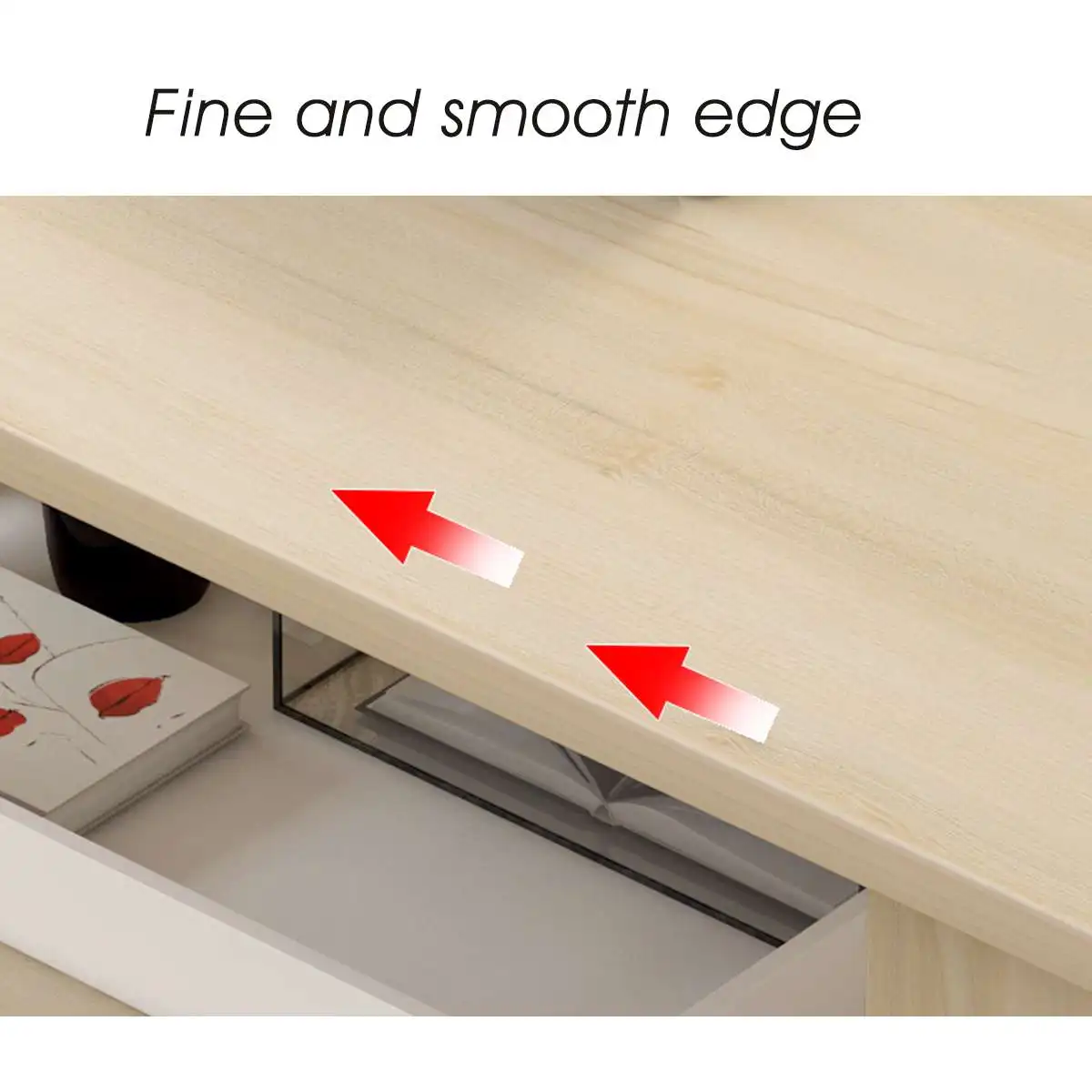 

80/100cm Modern Wooden Coffee Table Rectangle Living Room Furniture Display Storage Shelf Tea Wood Coffee Table