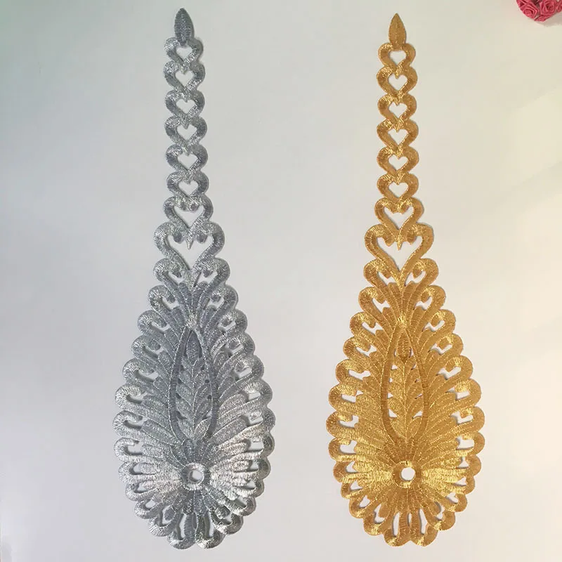 1 шт. Золотой Серебряный Большой Веерообразный тканевый патч этнический стиль