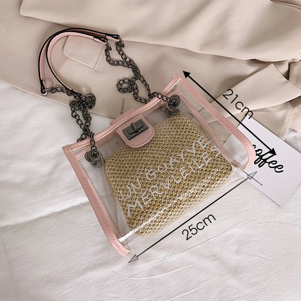 

Clear Transparent PVC Shoulder Bags Women Candy Color Women Jelly Bags Purse Solid Color Handbags Sac a Main Femme Crossbody Bag