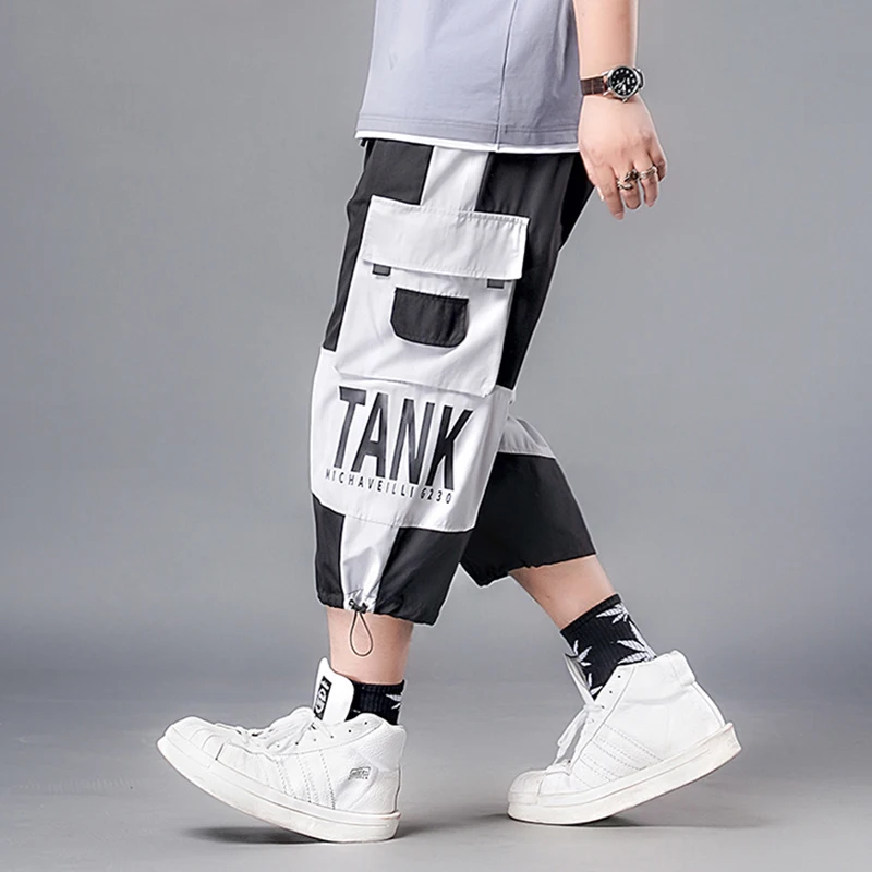 Квадратный укороченные штаны большие Размеры XXL 7XL Для мужчин для бега Штаны