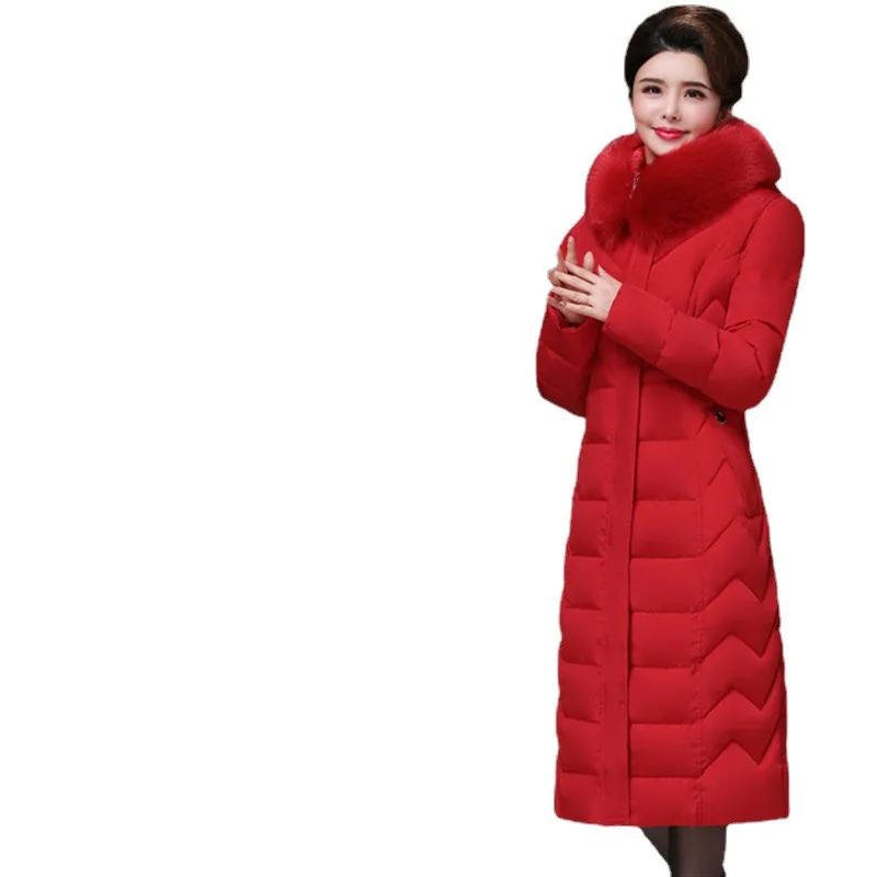 High Quality Long Slim Women Fur Winter Jacket Cotton Padded Warm Thicken Ladies Coat Long Coats Parka Women's Jacket